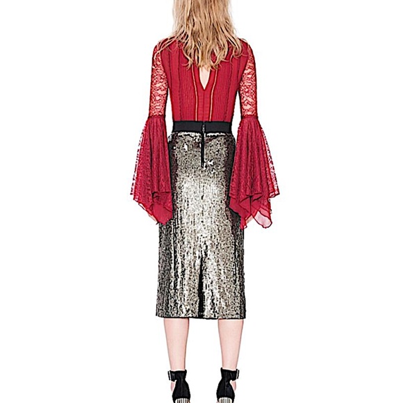 Alice + Olivia Gold with Tag Women's Ella Embellished Straight Skirt - Picture 8 of 13